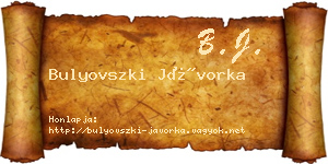 Bulyovszki Jávorka névjegykártya